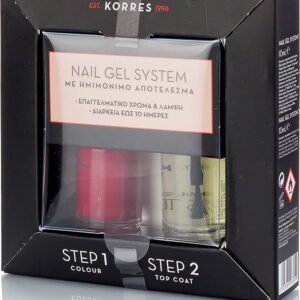 Korres Gel System Gloss Set Βερνίκια Νυχιών Classic Red & Top Coat