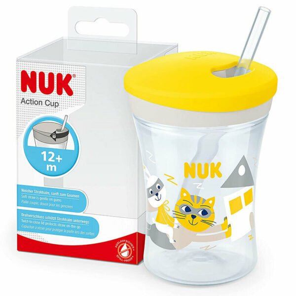 Nuk Παιδικό Ποτηράκι "Action Cup" από Πλαστικό Κίτρινο 230ml για 12m+