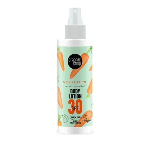 Organic Shop Carrot Αντηλιακή Λοσιόν για το Σώμα SPF30 σε Spray 150ml
