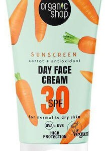 Organic Shop Carrot Αντηλιακή Κρέμα Προσώπου SPF30 50ml