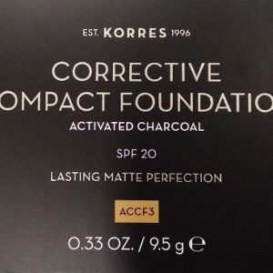 Korres Activated Charcoal Corrective Compact Make Up SPF20 ACCF3 9.5gr