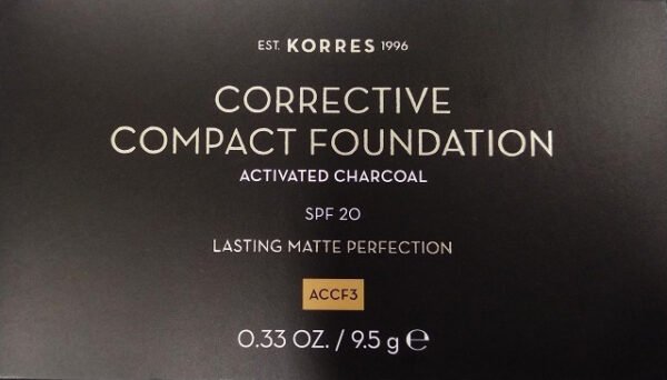 Korres Activated Charcoal Corrective Compact Make Up SPF20 ACCF3 9.5gr