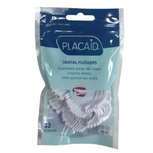 Plac Aid Οδοντικό Νήμα με Λαβή σε Λευκό χρώμα 32τμχ