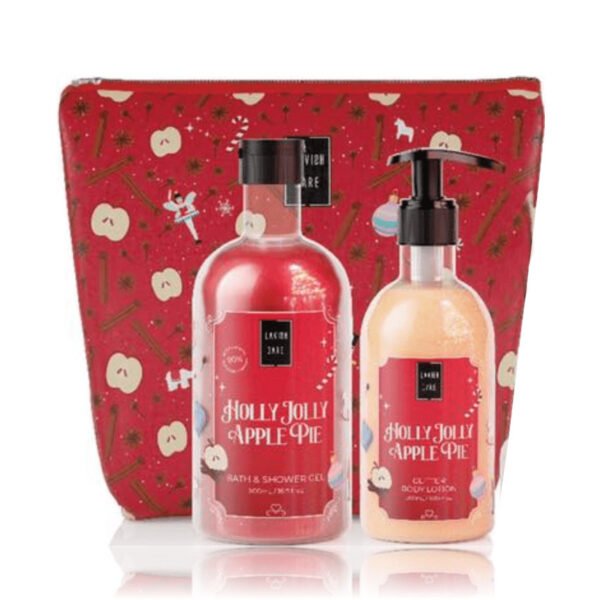 Lavish Care Holly Jolly Apple Pie Bag Set Shower Gel 500ml & Body Cream 300ml